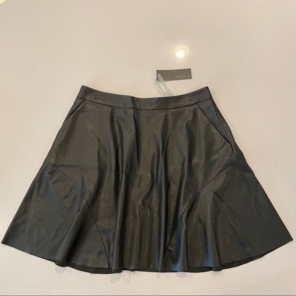 Matty M Black Faux Leather Mini Skirt with Pockets!!